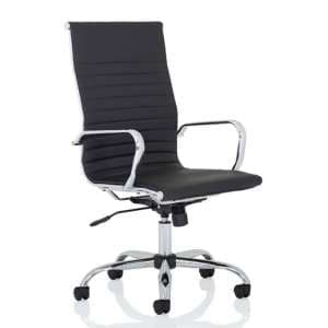 Nola Leather High Back Executive Office Chair In Black - UK