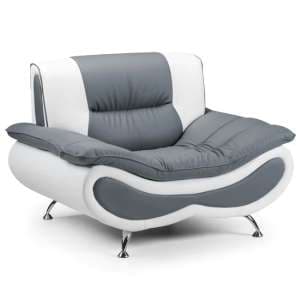 Nonoil Faux Leather Armchair In White And Grey - UK