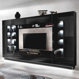 Norco High Gloss Entertainment Unit In Black With LED Lighting