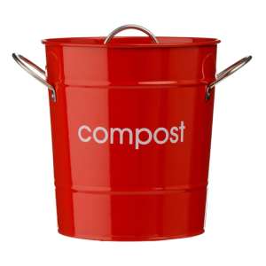 Norco Metal Compost Bathroom Bin In Red - UK
