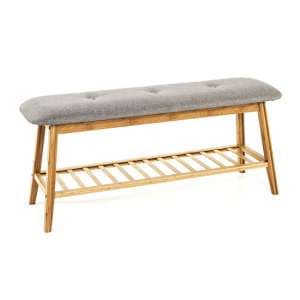 Norco Wooden Shoe Bench In Bamboo With Grey Fabric Seat