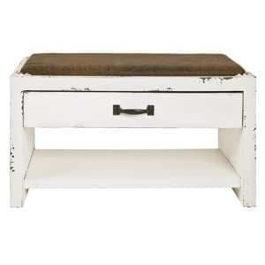 Norco Wooden Shoe Storage Bench In White Vintage Look - UK