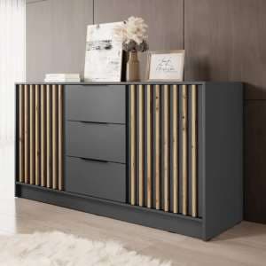 Norco Wooden Sideboard With 2 Doors 3 Drawers In Graphite - UK
