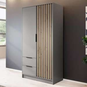Norco Wooden Wardrobe With 2 Hinged Doors 105cm In Grey - UK