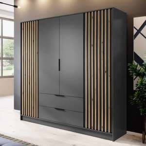 Norco Wooden Wardrobe With 4 Hinged Doors 206cm In Graphite