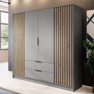 Norco Wooden Wardrobe With 4 Hinged Doors 206cm In Grey