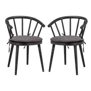 Nordec Black Wooden Dining Chairs In Pair