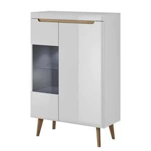 Newry High Gloss Display Cabinet With 2 Doors In White - UK