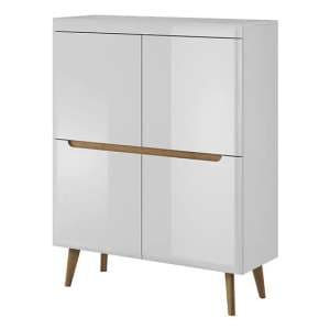 Newry High Gloss Sideboard With 2 Doors 6 Shelves In White - UK
