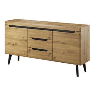 Newry Wooden Sideboard With 2 Doors 3 Drawers In Artisan Oak - UK