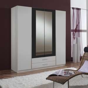 Norell Mirrored Wardrobe Large In White And Graphite