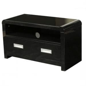 Norset Modern TV Stand Rectangular In Black Gloss With 1 Drawer