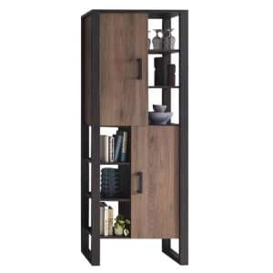 North Wooden Display Cabinet Tall With 2 Doors In Okapi Walnut - UK