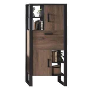 North Wooden Display Cabinet Tall With 3 Doors In Okapi Walnut - UK