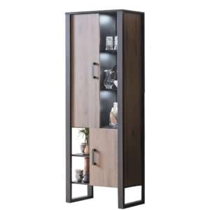 North Wooden Display Cabinet Tall In Okapi Walnut With LED - UK