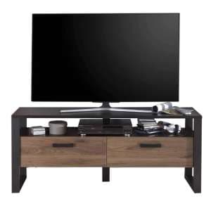 North Wooden TV Stand With 2 Drawers In Okapi Walnut - UK
