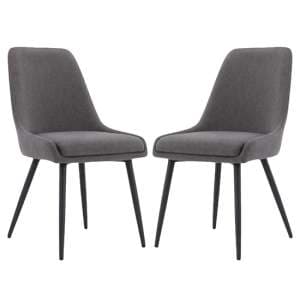 Norton Dark Grey Fabric Dining Chairs With Metal Frame In Pair - UK