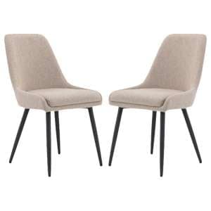 Norton Steel Grey Fabric Dining Chairs With Metal Frame In Pair - UK