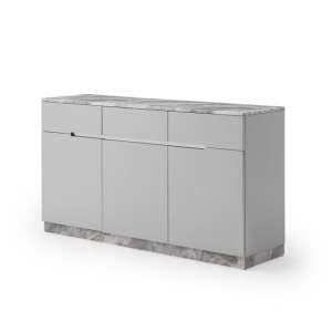 Nouvaro Marble Top Sideboard In Grey Paper With Wooden Base