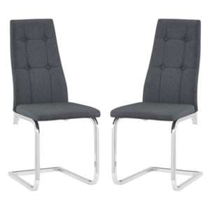 Nova Grey Fabric Dining Chairs With Chrome Legs In A Pair - UK