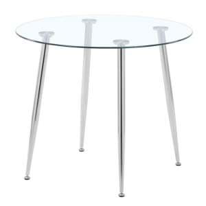 Nova Round Clear Glass Top Dining Table With Chrome Legs - UK