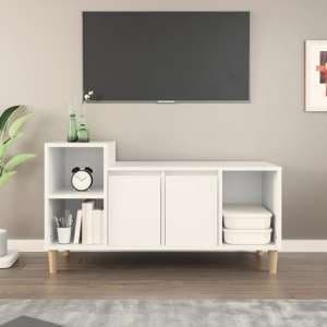 Novato Wooden TV Stand With 2 Doors In White - UK