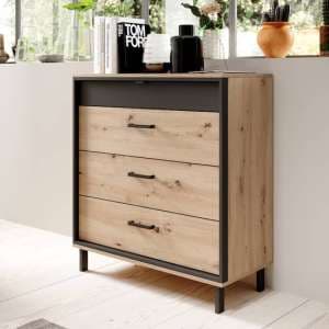 Novi Wooden Chest Of 4 Drawers In Artisan Oak - UK