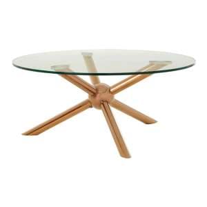 Kurhah Round Clear Glass Coffee Table With Rose Gold Frame - UK