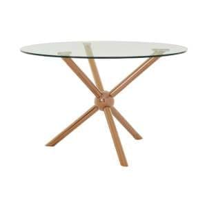 Kurhah Round Clear Glass Dining Table With Rose Gold Frame