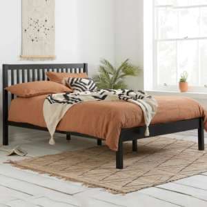 Novo Wooden Small Double Bed In Black - UK
