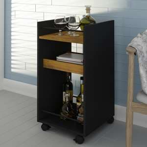 Nuneaton Wooden Drink Trolley In Black And Pine Effect