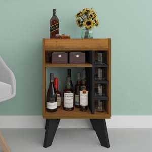 Nuneaton Wooden Mini Drinks Cabinet In Black And Pine Effect - UK