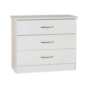 Noir Chest Of Drawers In White High Gloss With 3 Drawers