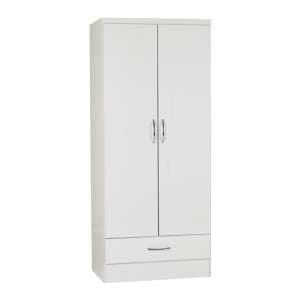 Noir Wardrobe In White High Gloss With 2 Doors And 1 Drawers