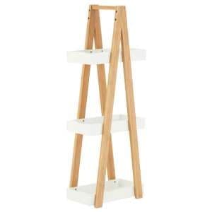 Nusakan Wooden 3 Tier A Frame Shelving Unit In White And Natural