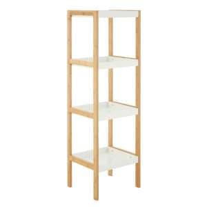 Nusakan Wooden 4 Tier Shelving Unit In White And Natural