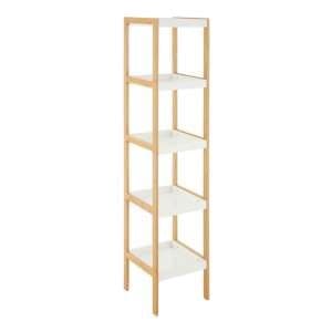 Nusakan Wooden 5 Tier Shelving Unit In White And Natural