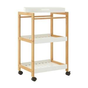 Nusakan Wooden 3 Tier Shelving Trolley In White And Natural - UK