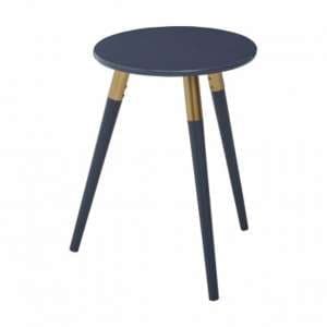 Nusakan Wooden Side Table In Dark Grey And Gold - UK