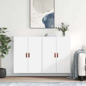 Nuuk High Gloss Sideboard Wall Mounted With 4 Doors In White - UK