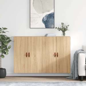 Nuuk Wooden Sideboard Wall Mounted With 4 Doors In Sonoma Oak - UK
