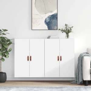 Nuuk Wooden Sideboard Wall Mounted With 4 Doors In White - UK