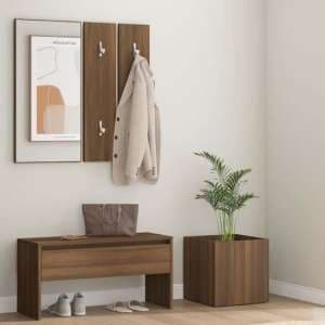 Nyon Wooden Hallway Furniture Set In Brown Oak - UK