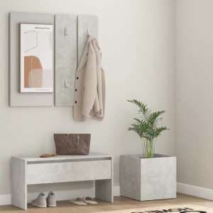 Nyon Wooden Hallway Furniture Set In Concrete Effect - UK
