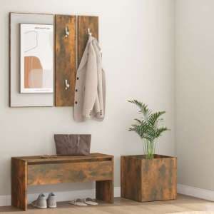 Nyon Wooden Hallway Furniture Set In Smoked Oak - UK
