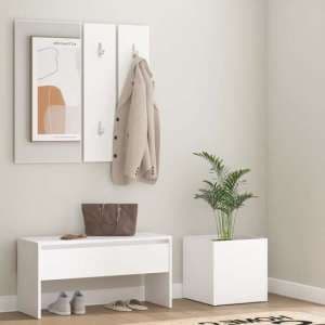 Nyon Wooden Hallway Furniture Set In White - UK