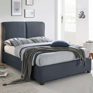 Oakland Fabric Double Bed In Dark Grey With Dark Oak Legs - UK