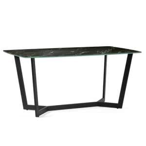 Oakley Glass Top Dining Table In Black Marble Effect - UK