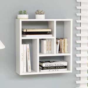 Oakley Wooden Wall Shelf With 5 Compartments In White