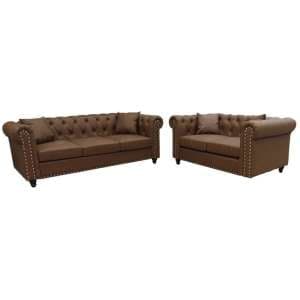 Oaxaca Faux Leather 3+2 Seater Sofa Set In Brown - UK